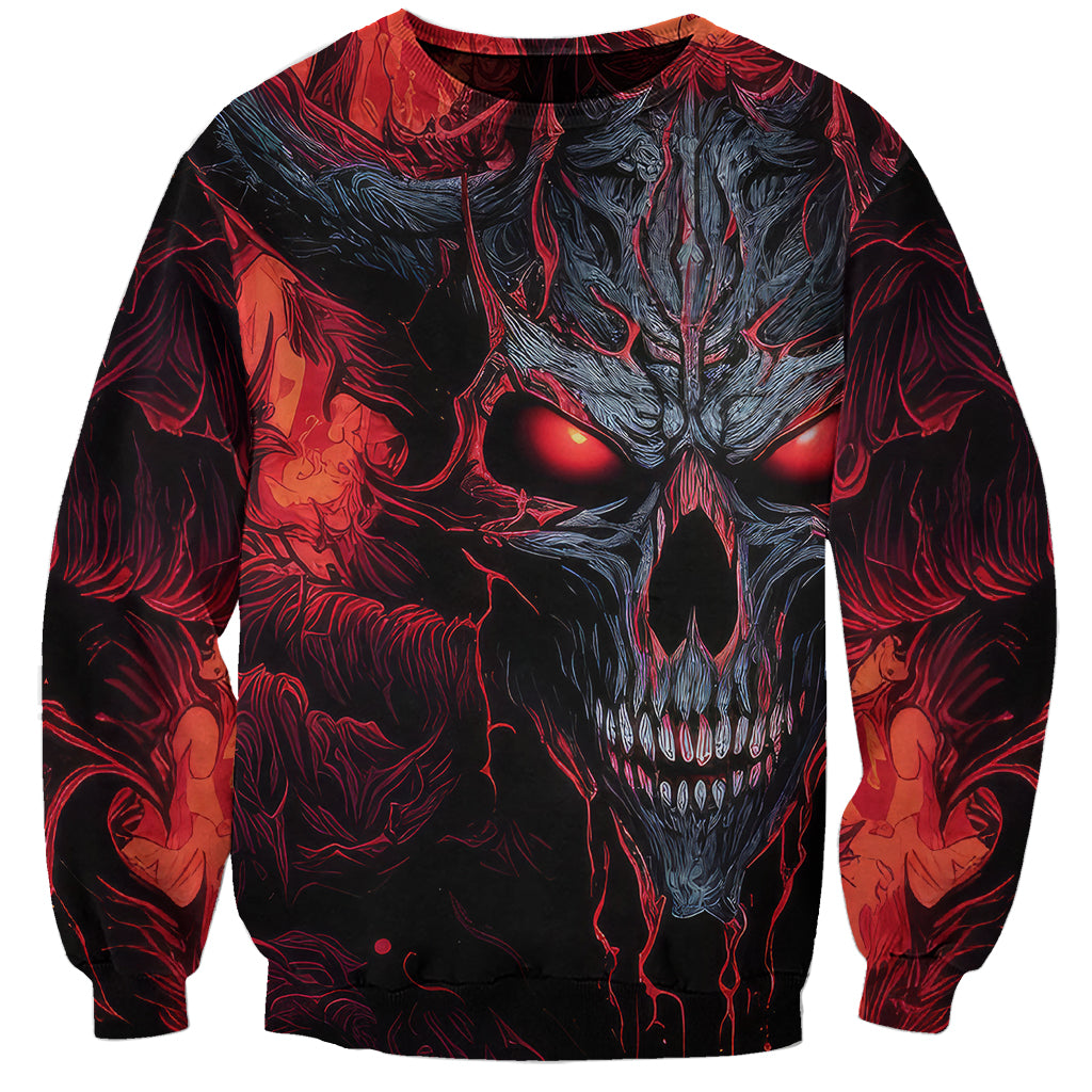 Demon Skull Sweatshirt You Better Pray I Don't Get Up - Wonder Print Shop