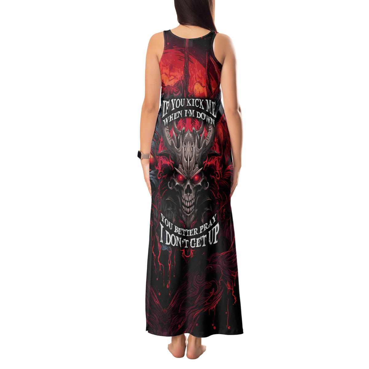 Demon Skull Tank Maxi Dress You Better Pray I Don't Get Up - Wonder Print Shop