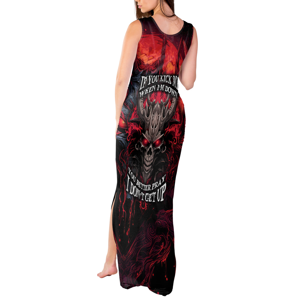 Demon Skull Tank Maxi Dress You Better Pray I Don't Get Up - Wonder Print Shop
