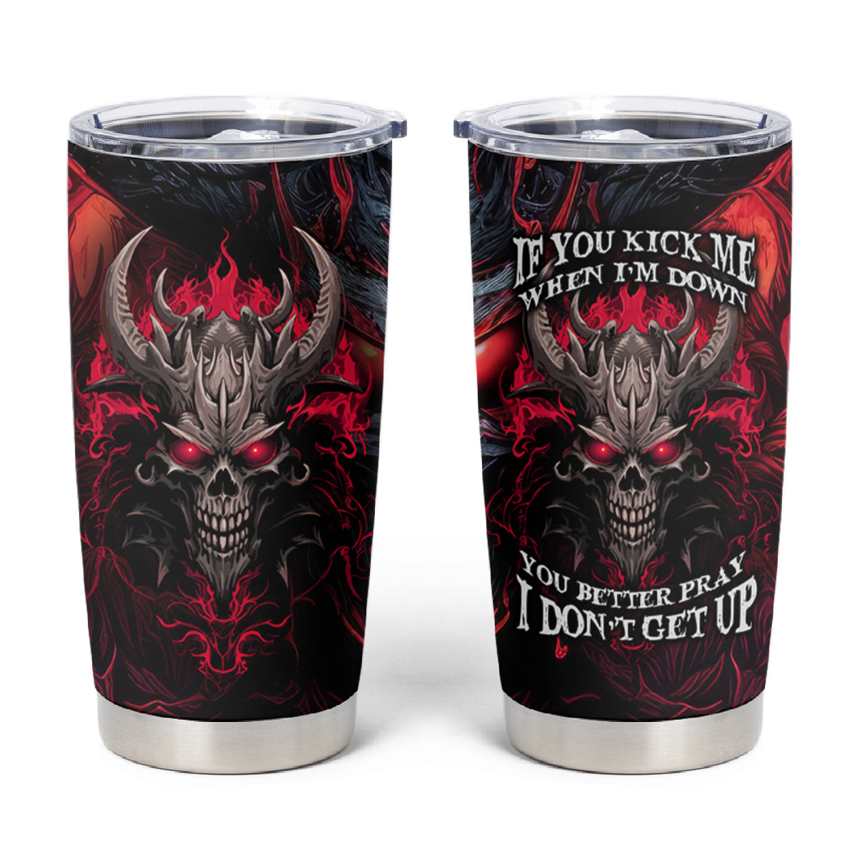 Demon Skull Tumbler Cup You Better Pray I Don't Get Up - Wonder Print Shop