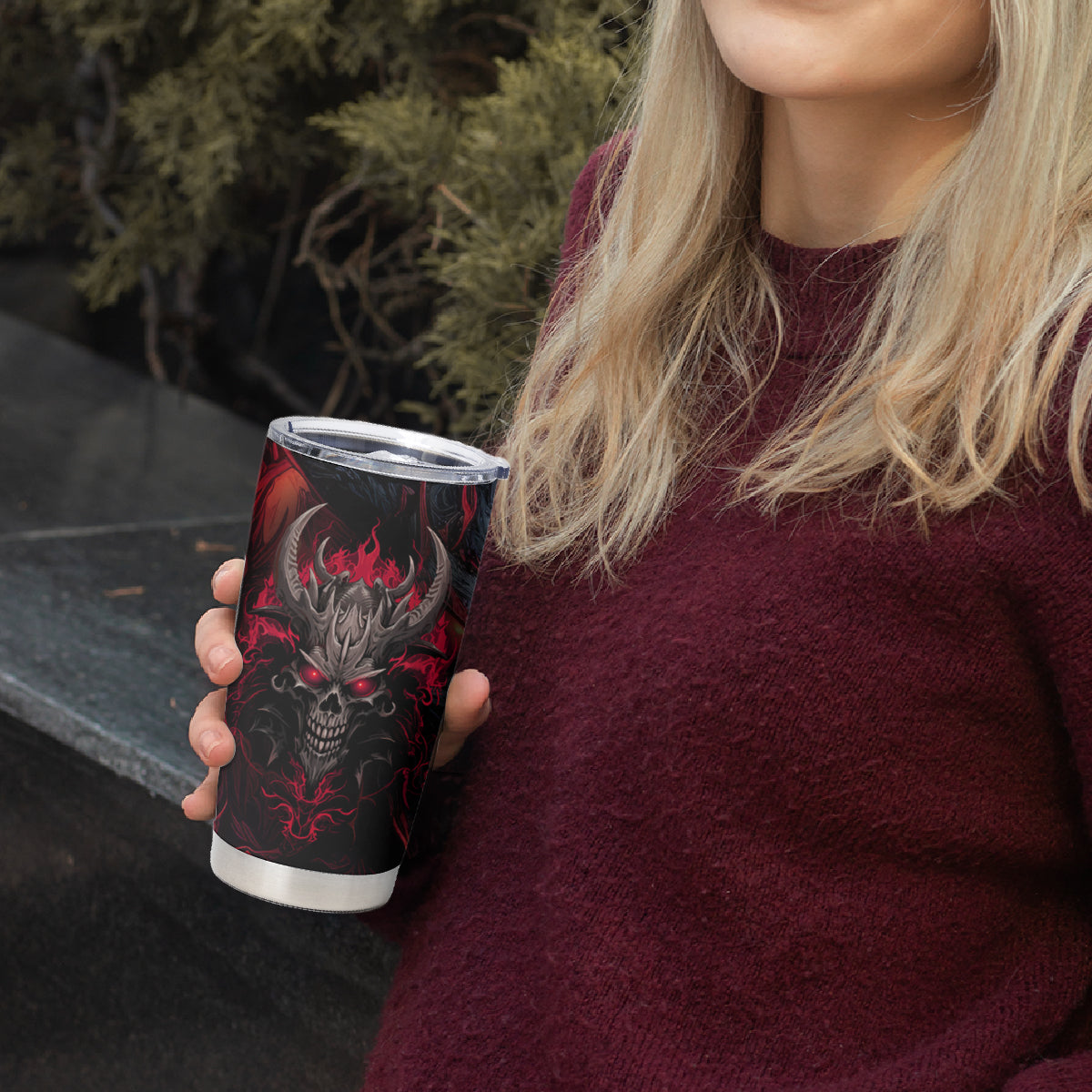 Demon Skull Tumbler Cup You Better Pray I Don't Get Up - Wonder Print Shop