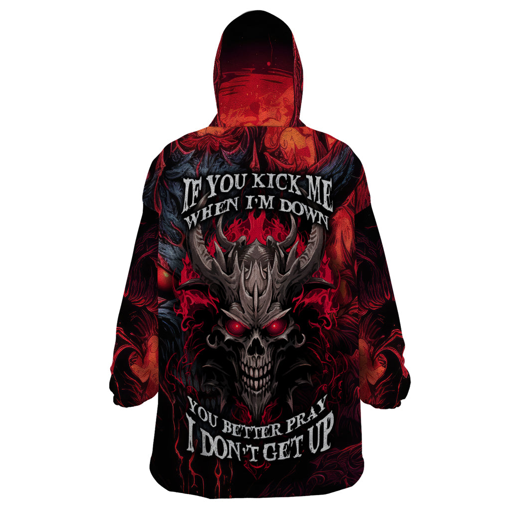 Demon Skull Wearable Blanket Hoodie You Better Pray I Don't Get Up - Wonder Print Shop