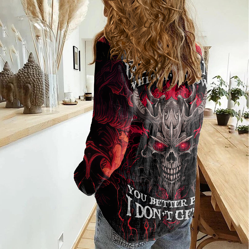 Demon Skull Women Casual Shirt You Better Pray I Don't Get Up - Wonder Print Shop