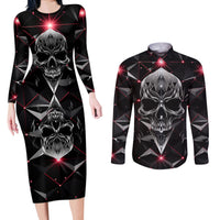 Diamond Skull Couples Matching Long Sleeve Bodycon Dress and Long Sleeve Button Shirts Shine Bright Like Diamond - Wonder Print Shop