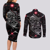 Diamond Skull Couples Matching Long Sleeve Bodycon Dress and Long Sleeve Button Shirts Shine Bright Like Diamond - Wonder Print Shop