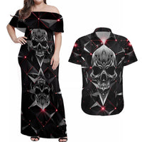 Diamond Skull Couples Matching Off Shoulder Maxi Dress and Hawaiian Shirt Shine Bright Like Diamond - Wonder Print Shop