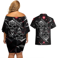 Diamond Skull Couples Matching Off Shoulder Short Dress and Hawaiian Shirt Shine Bright Like Diamond - Wonder Print Shop