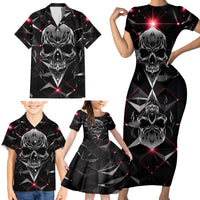Diamond Skull Family Matching Short Sleeve Bodycon Dress and Hawaiian Shirt Shine Bright Like Diamond - Wonder Print Shop