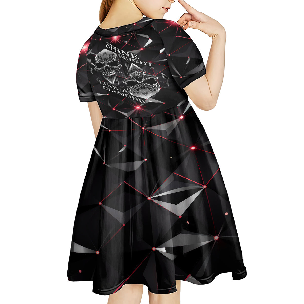 Diamond Skull Kid Short Sleeve Dress Shine Bright Like Diamond - Wonder Print Shop