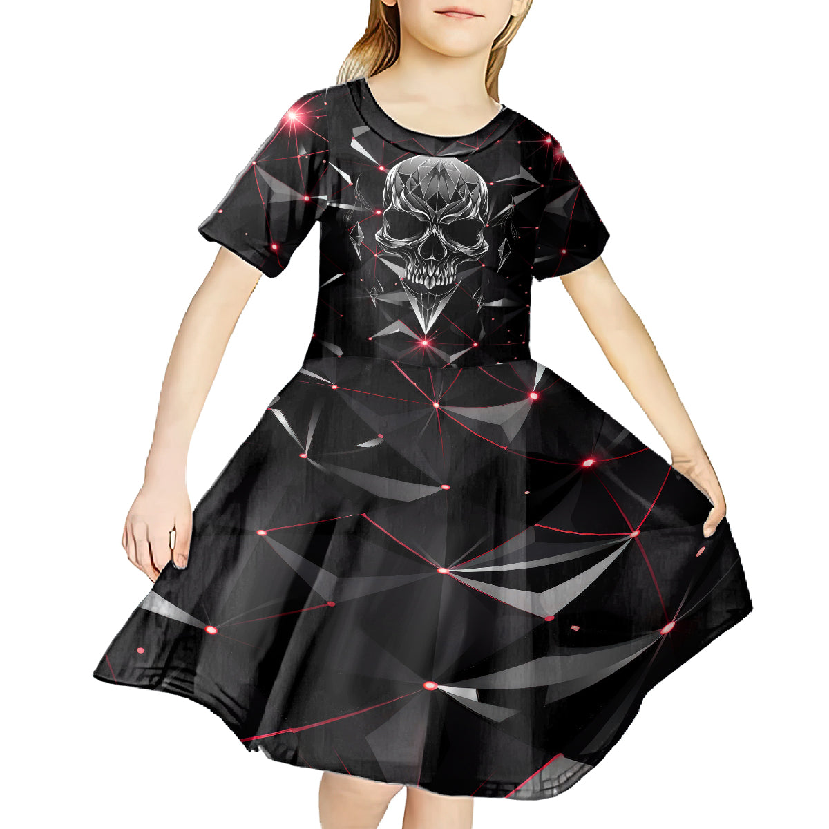 Diamond Skull Kid Short Sleeve Dress Shine Bright Like Diamond - Wonder Print Shop