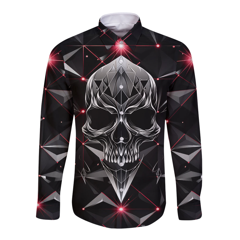 Diamond Skull Long Sleeve Button Shirt Shine Bright Like Diamond - Wonder Print Shop