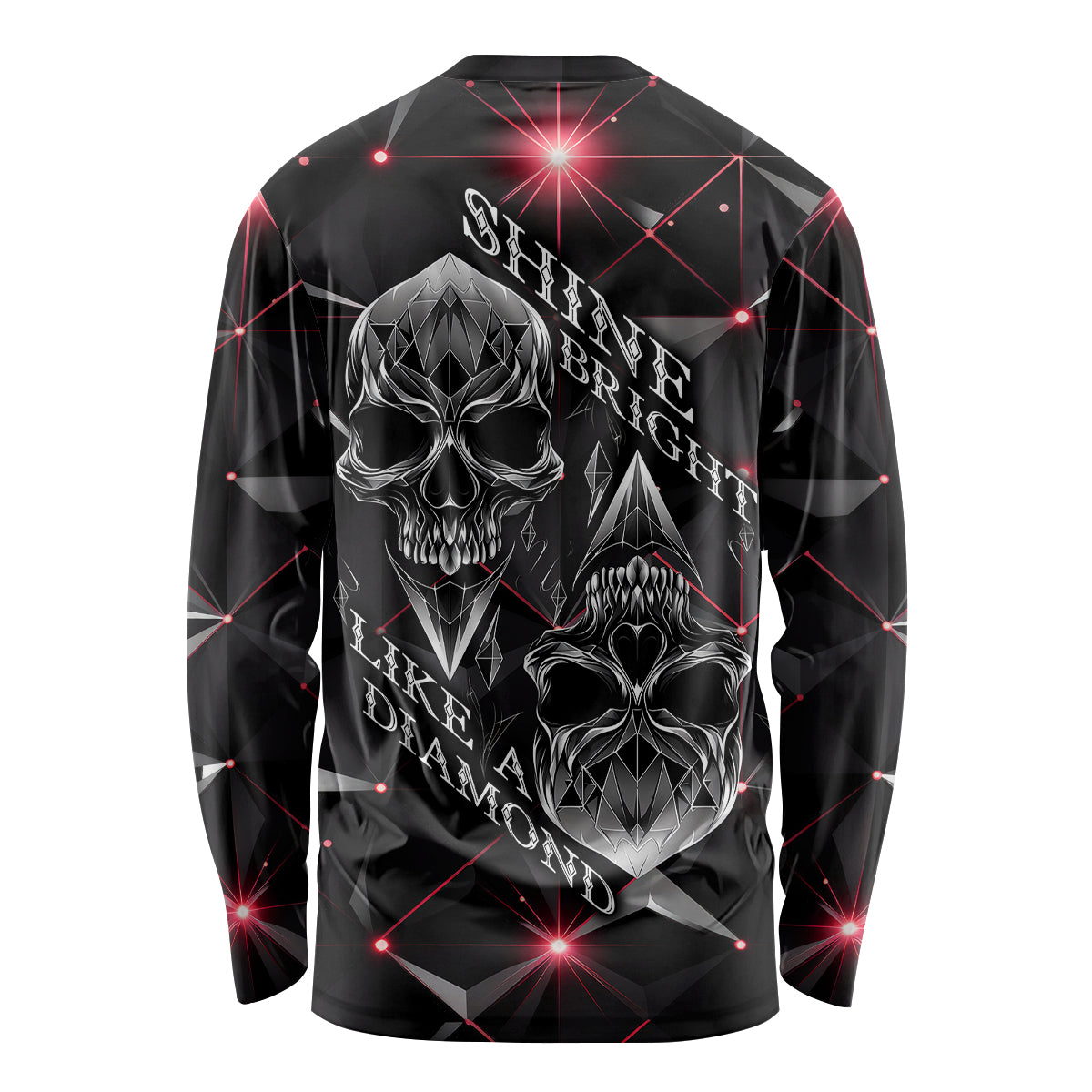 Diamond Skull Long Sleeve Shirt Shine Bright Like Diamond - Wonder Print Shop