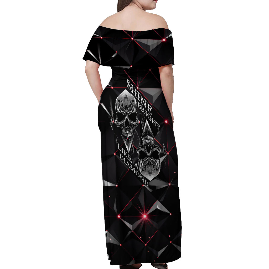 Diamond Skull Off Shoulder Maxi Dress Shine Bright Like Diamond - Wonder Print Shop