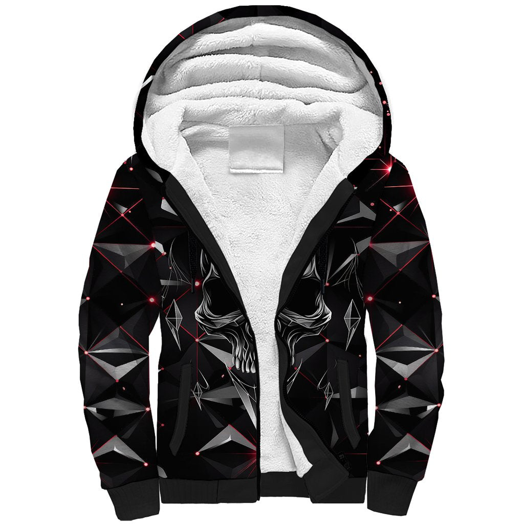 Diamond Skull Sherpa Hoodie Shine Bright Like Diamond - Wonder Print Shop