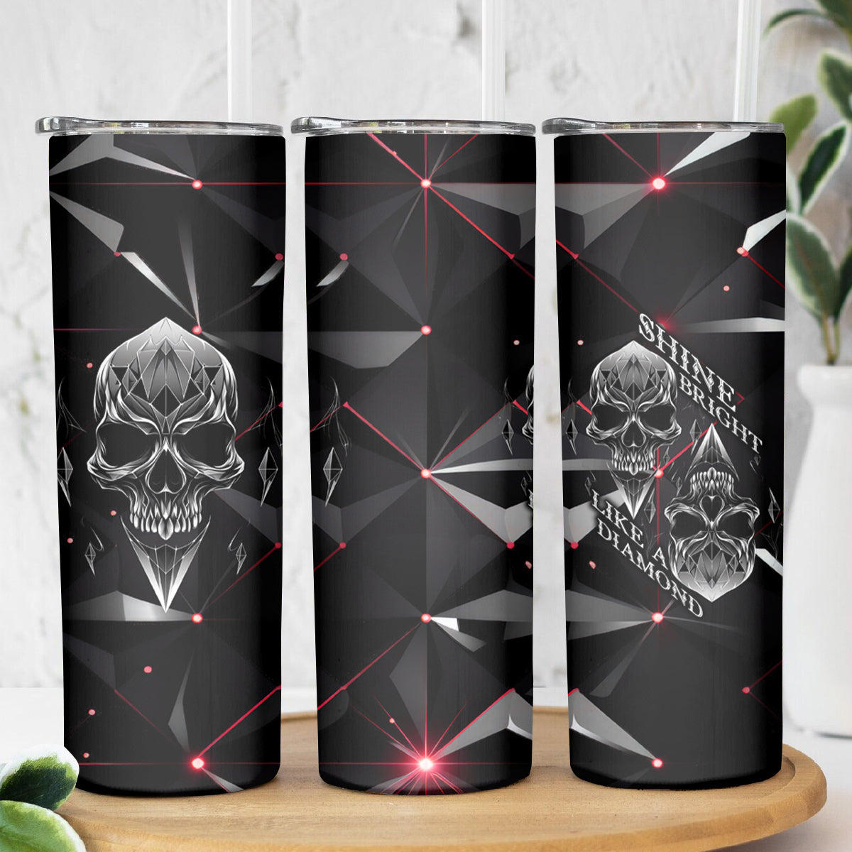 Diamond Skull Skinny Tumbler Shine Bright Like Diamond - Wonder Print Shop