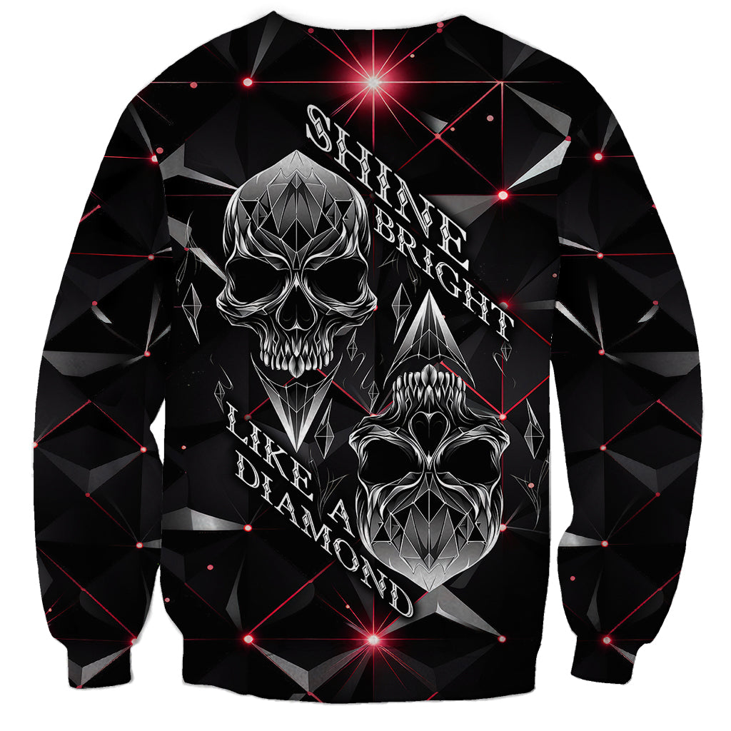 Diamond Skull Sweatshirt Shine Bright Like Diamond - Wonder Print Shop