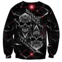 Diamond Skull Sweatshirt Shine Bright Like Diamond - Wonder Print Shop