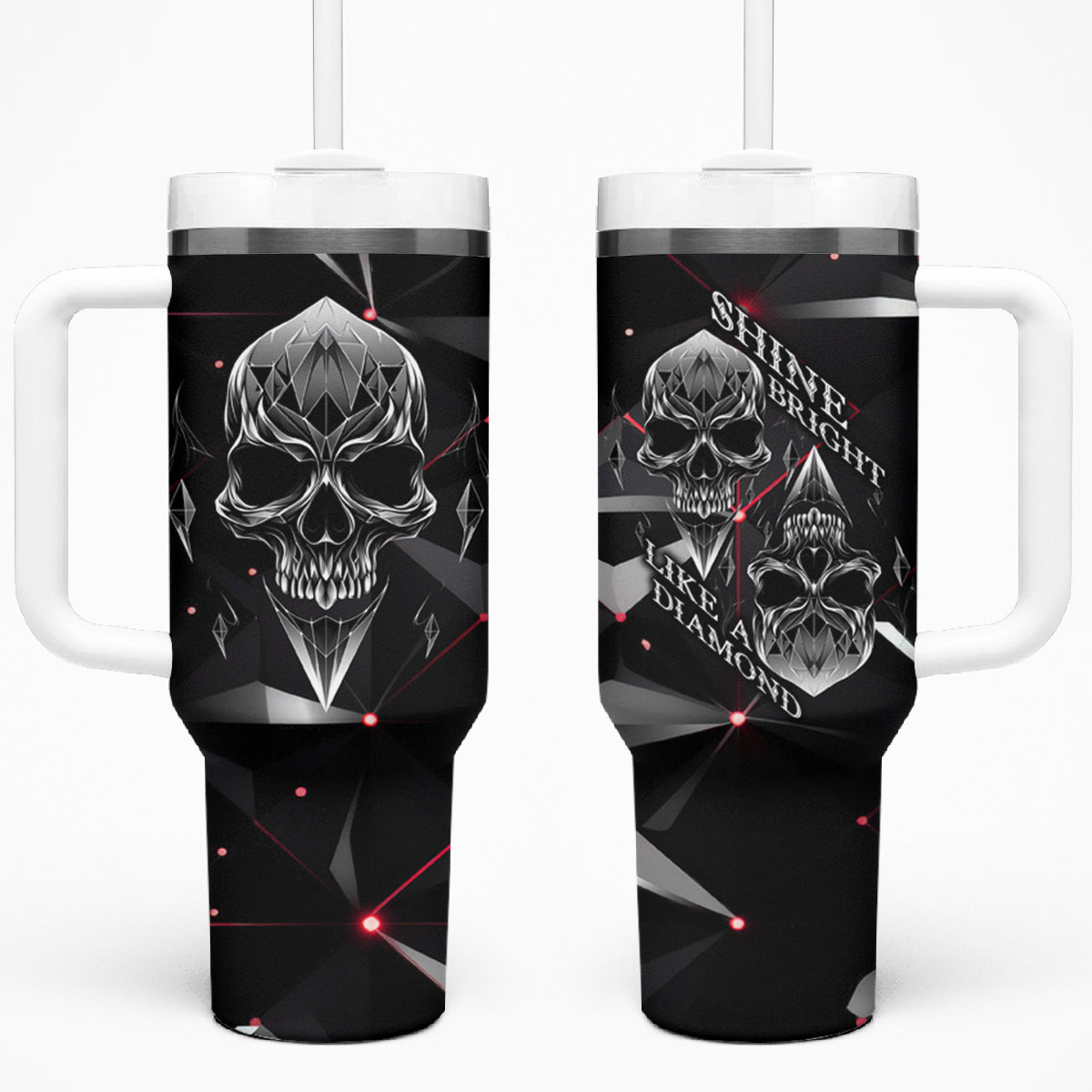 Diamond Skull Tumbler With Handle Shine Bright Like Diamond - Wonder Print Shop
