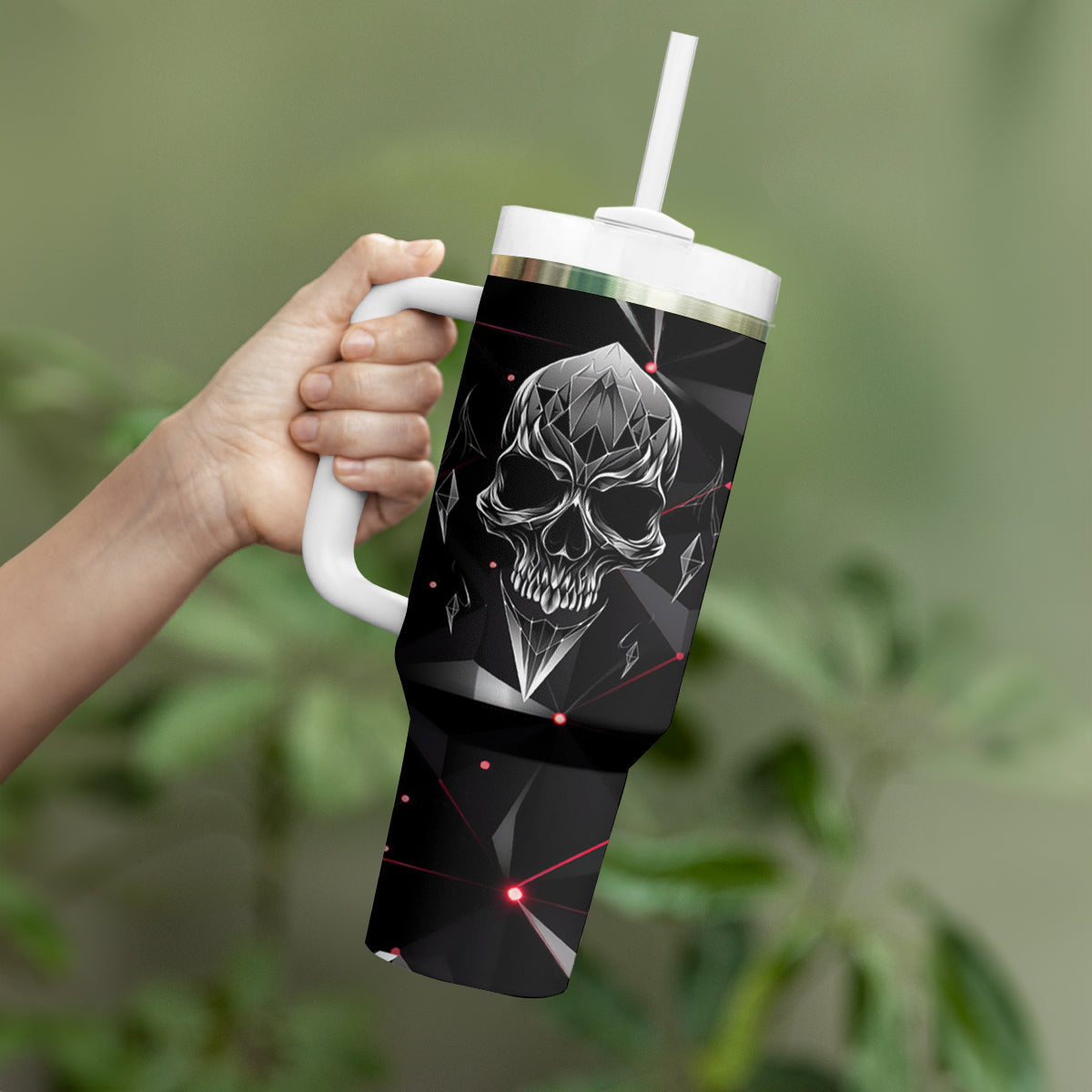 Diamond Skull Tumbler With Handle Shine Bright Like Diamond - Wonder Print Shop