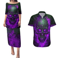 Horor Skull Couples Matching Puletasi Dress and Hawaiian Shirt Welcome to the Dark side - Wonder Print Shop