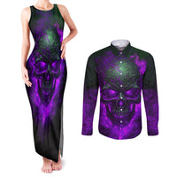 Horor Skull Couples Matching Tank Maxi Dress and Long Sleeve Button Shirts Welcome to the Dark side - Wonder Print Shop