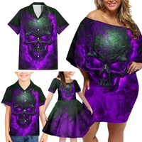 Horor Skull Family Matching Off Shoulder Short Dress and Hawaiian Shirt Welcome to the Dark side - Wonder Print Shop