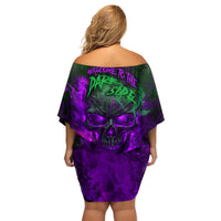 Horor Skull Family Matching Off Shoulder Short Dress and Hawaiian Shirt Welcome to the Dark side - Wonder Print Shop