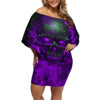 Horor Skull Off Shoulder Short Dress Welcome to the Dark side - Wonder Print Shop
