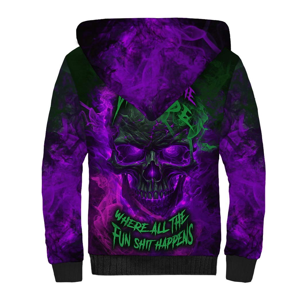 Horor Skull Sherpa Hoodie Welcome to the Dark side - Wonder Print Shop