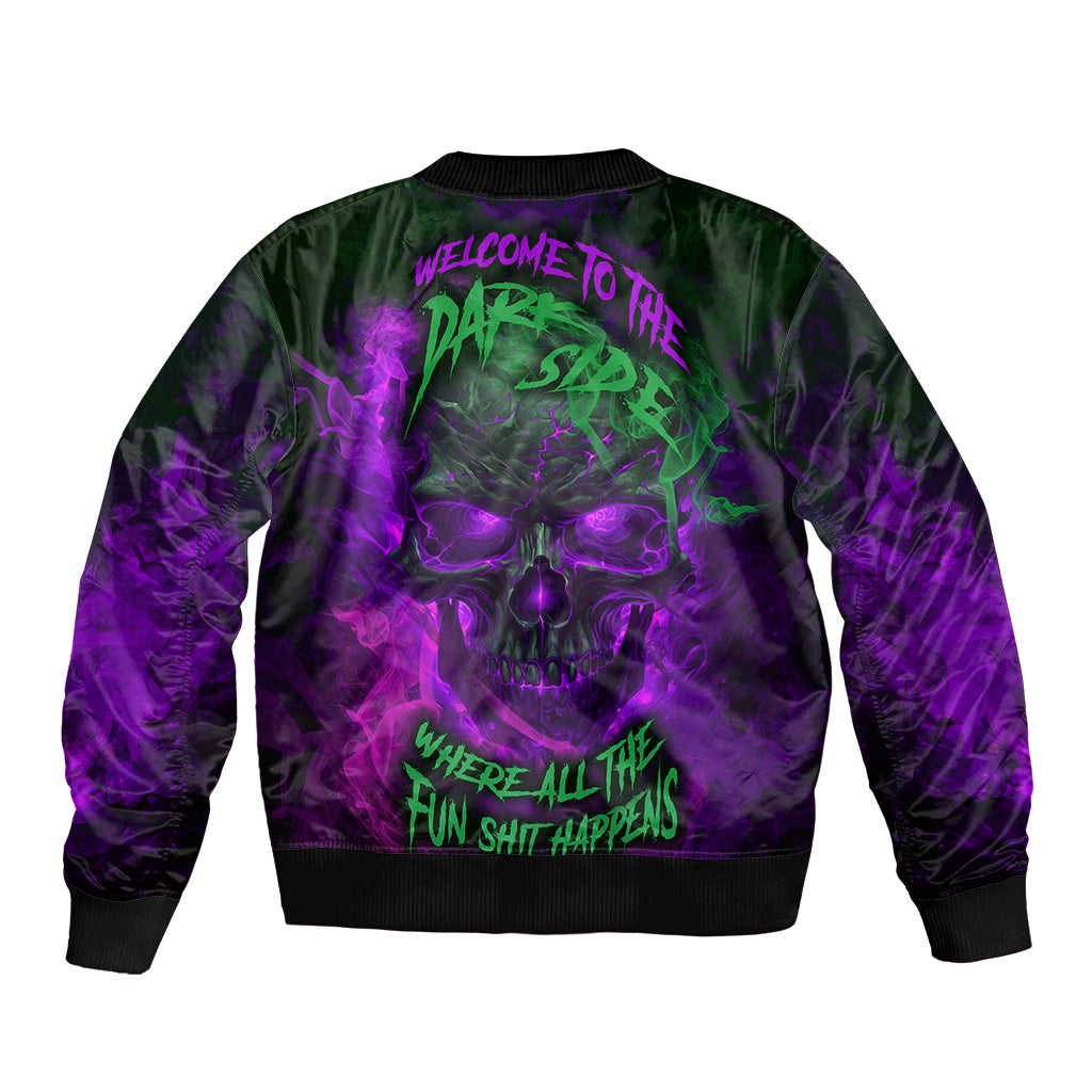 Horor Skull Sleeve Zip Bomber Jacket Welcome to the Dark side - Wonder Print Shop