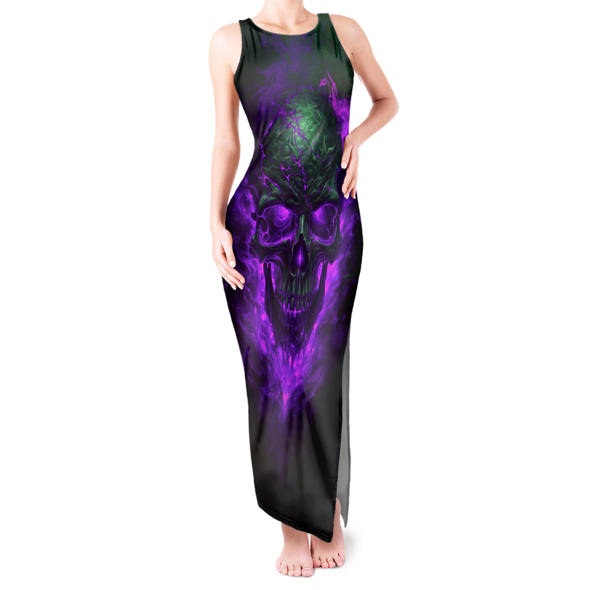 Horor Skull Tank Maxi Dress Welcome to the Dark side - Wonder Print Shop
