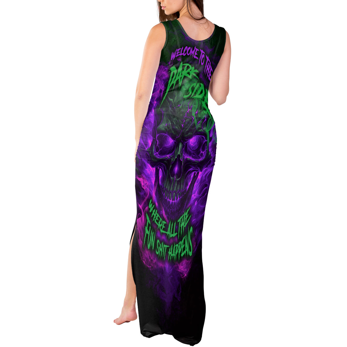 Horor Skull Tank Maxi Dress Welcome to the Dark side - Wonder Print Shop
