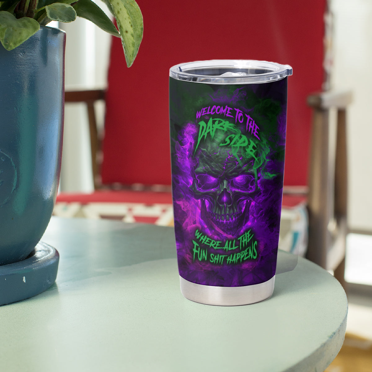 Horor Skull Tumbler Cup Welcome to the Dark side - Wonder Print Shop