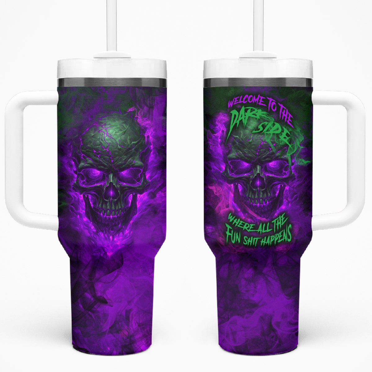Horor Skull Tumbler With Handle Welcome to the Dark side - Wonder Print Shop