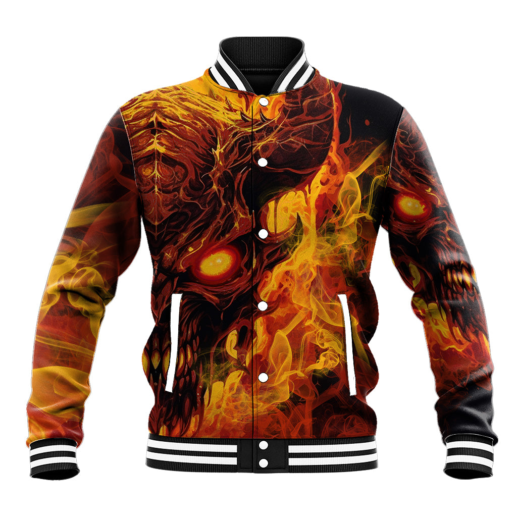 Fire Skull Baseball Jacket You inspire my Inner serial Killed - Wonder Print Shop
