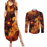 Fire Skull Couples Matching Summer Maxi Dress and Long Sleeve Button Shirts You inspire my Inner serial Killed - Wonder Print Shop