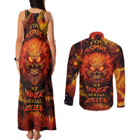 Fire Skull Couples Matching Tank Maxi Dress and Long Sleeve Button Shirts You inspire my Inner serial Killed - Wonder Print Shop