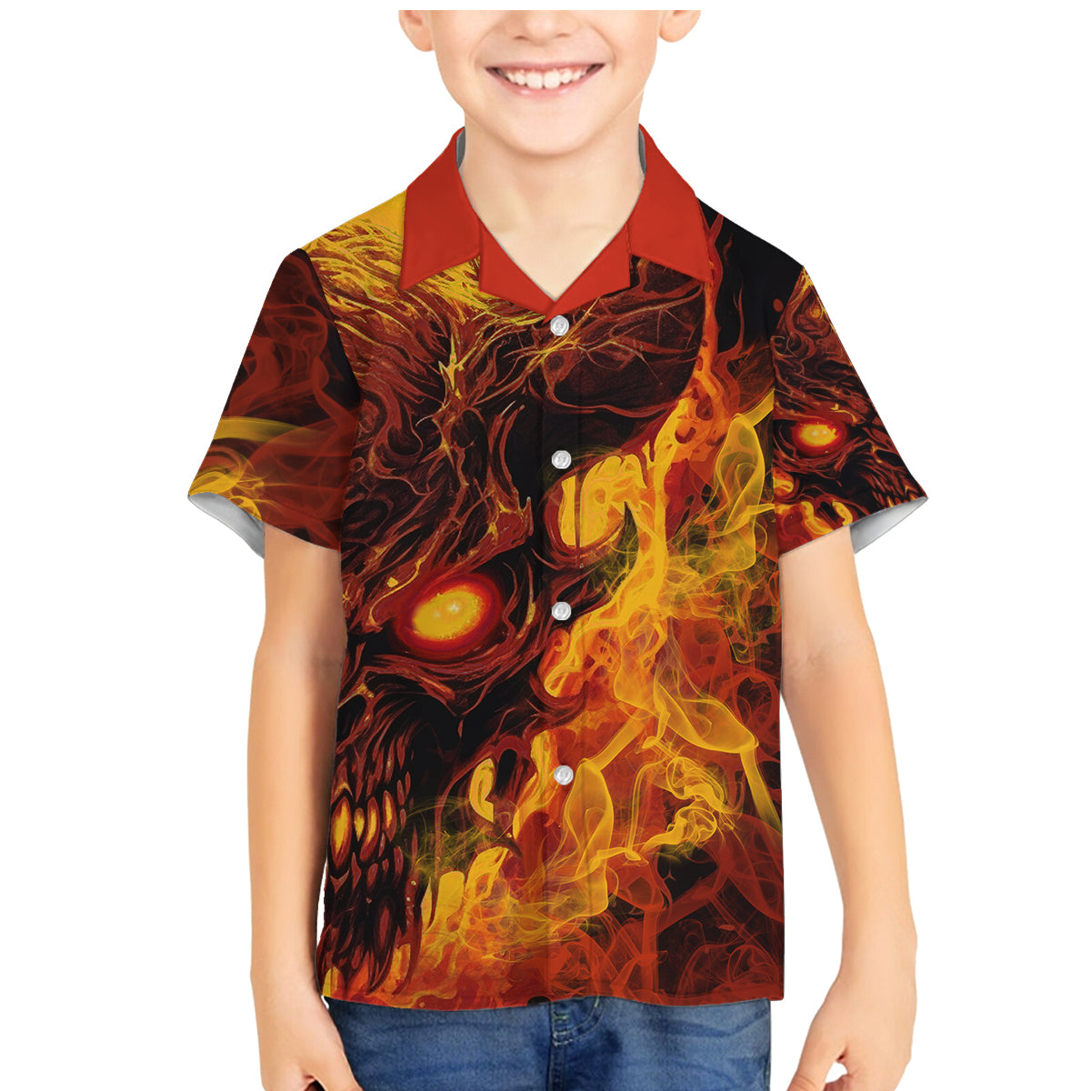 Fire Skull Family Matching Mermaid Dress and Hawaiian Shirt You inspire my Inner serial Killed - Wonder Print Shop