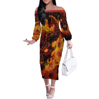 Fire Skull Family Matching Off Shoulder Long Sleeve Dress and Hawaiian Shirt You inspire my Inner serial Killed - Wonder Print Shop