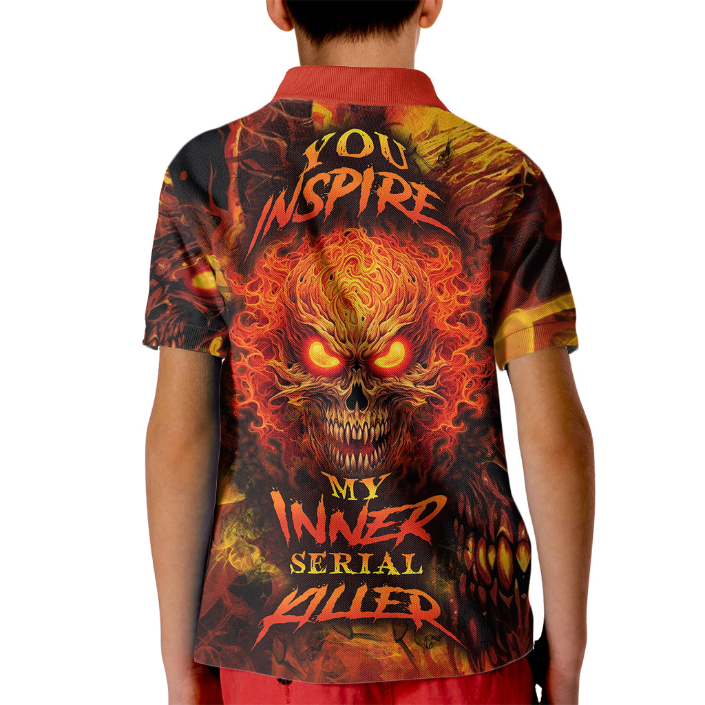 Fire Skull Kid Polo Shirt You inspire my Inner serial Killed - Wonder Print Shop