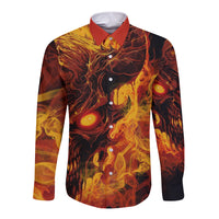 Fire Skull Long Sleeve Button Shirt You inspire my Inner serial Killed - Wonder Print Shop