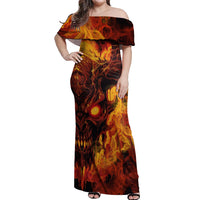 Fire Skull Off Shoulder Maxi Dress You inspire my Inner serial Killed - Wonder Print Shop