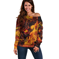 Fire Skull Off Shoulder Sweater You inspire my Inner serial Killed - Wonder Print Shop