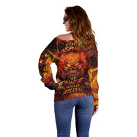 Fire Skull Off Shoulder Sweater You inspire my Inner serial Killed - Wonder Print Shop