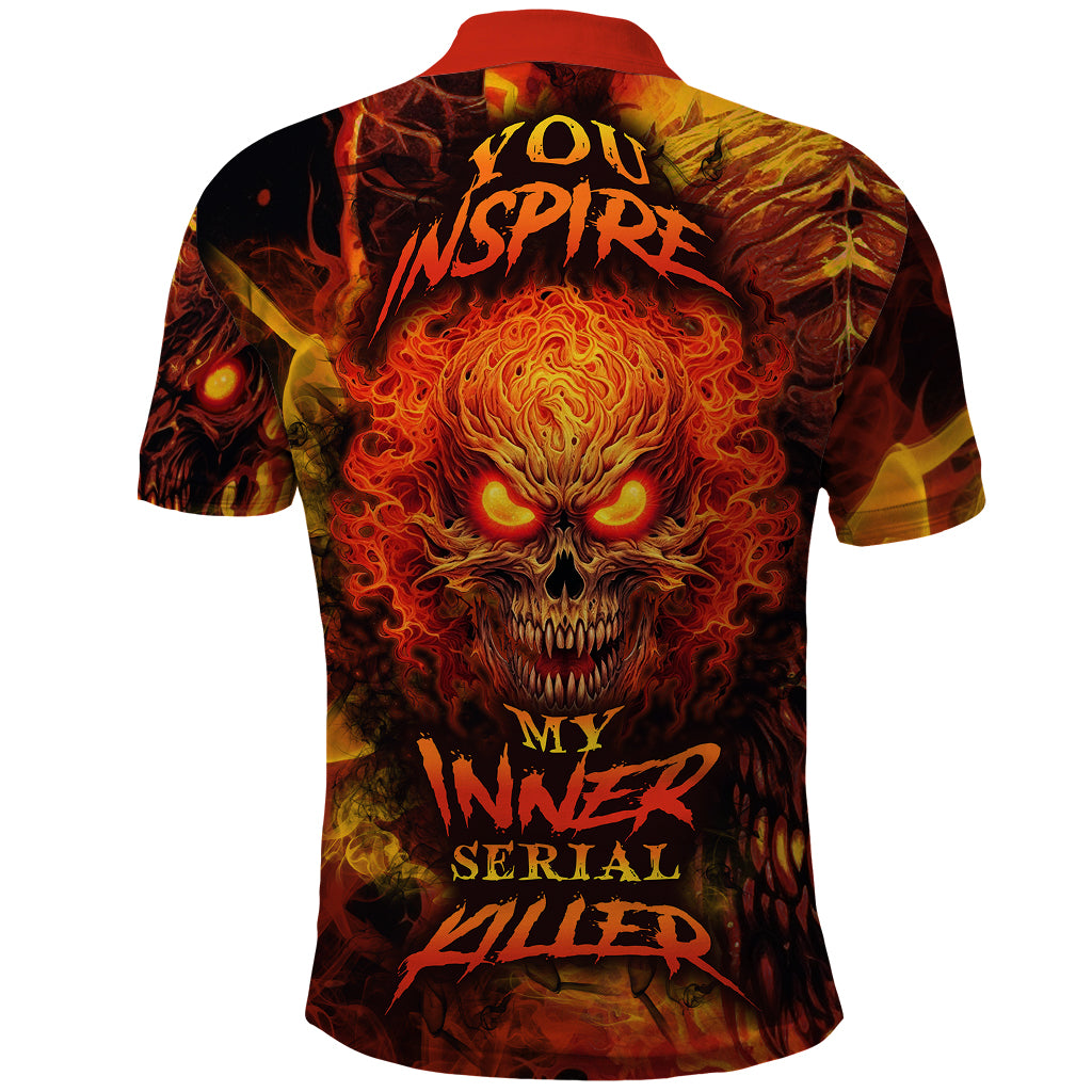 Fire Skull Polo Shirt You inspire my Inner serial Killed - Wonder Print Shop