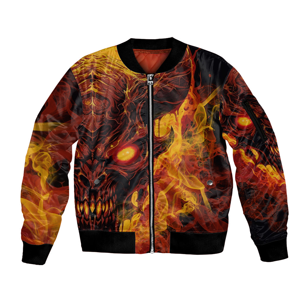 Fire Skull Sleeve Zip Bomber Jacket You inspire my Inner serial Killed - Wonder Print Shop