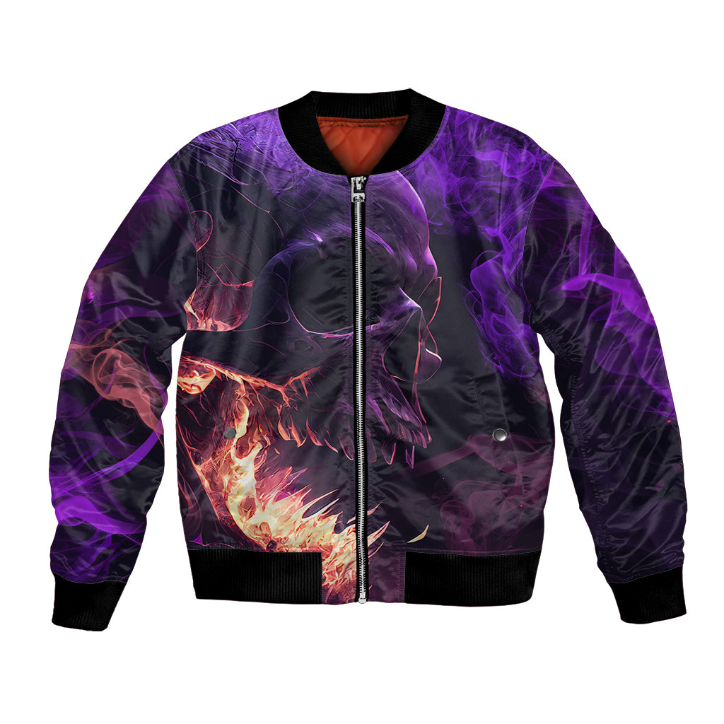 Fire Skull Bomber Jacket The Only Thing That Can Stop Me Is Me - Wonder Print Shop