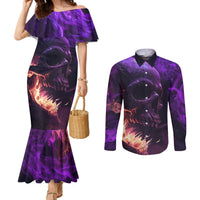 fire-skull-couples-matching-mermaid-dress-and-long-sleeve-button-shirts-the-only-thing-that-can-stop-me-is-me
