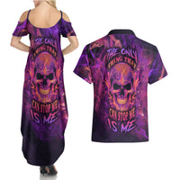 Fire Skull Couples Matching Summer Maxi Dress and Hawaiian Shirt The Only Thing That Can Stop Me Is Me - Wonder Print Shop