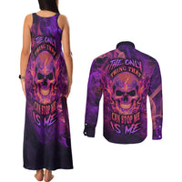 Fire Skull Couples Matching Tank Maxi Dress and Long Sleeve Button Shirts The Only Thing That Can Stop Me Is Me - Wonder Print Shop